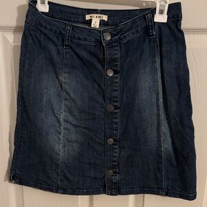 Miami Dark Blue Button-Front Mini Skirt